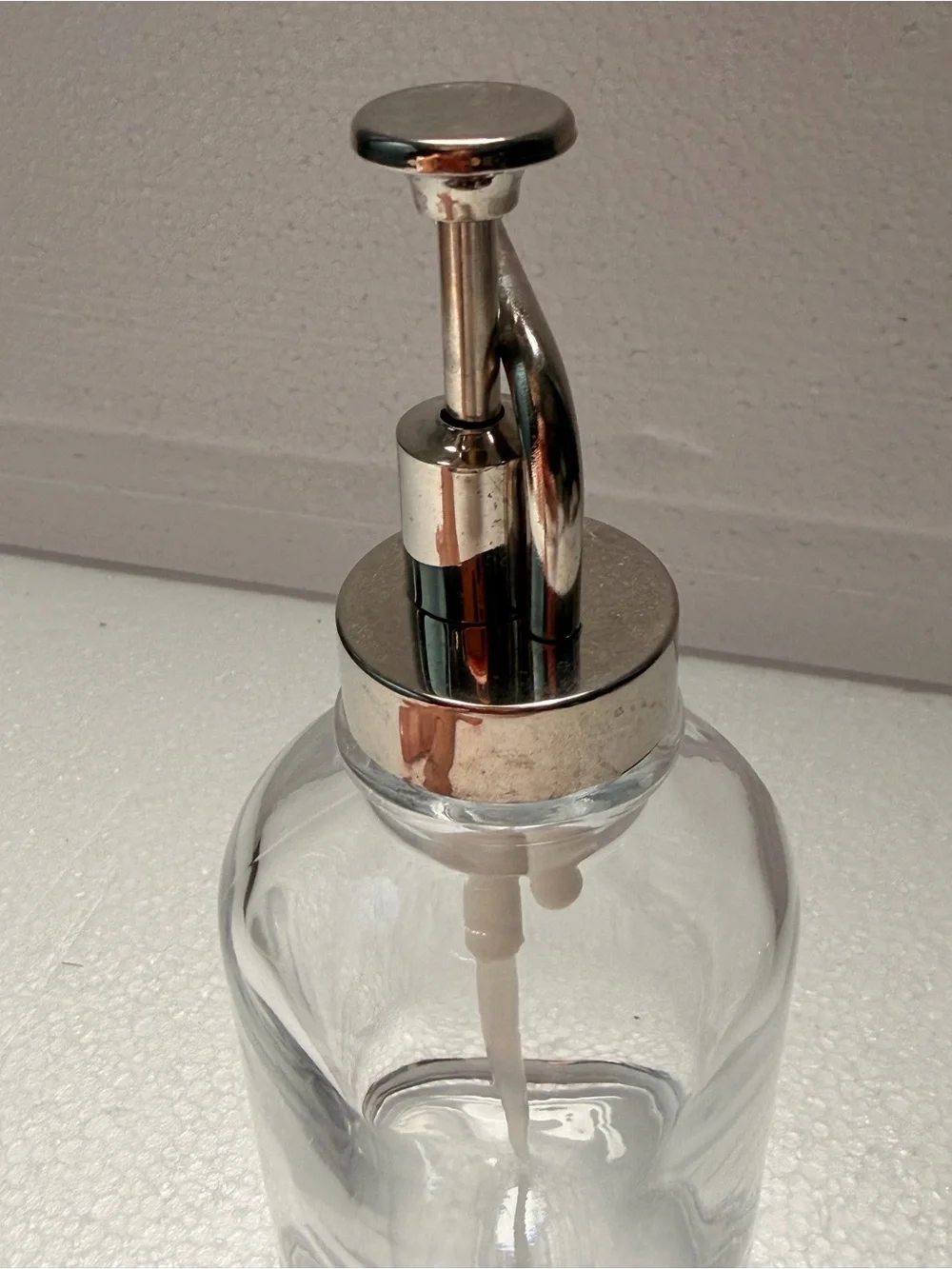 Clear Glass Pump Bottle with Silver Dispenser - Clear